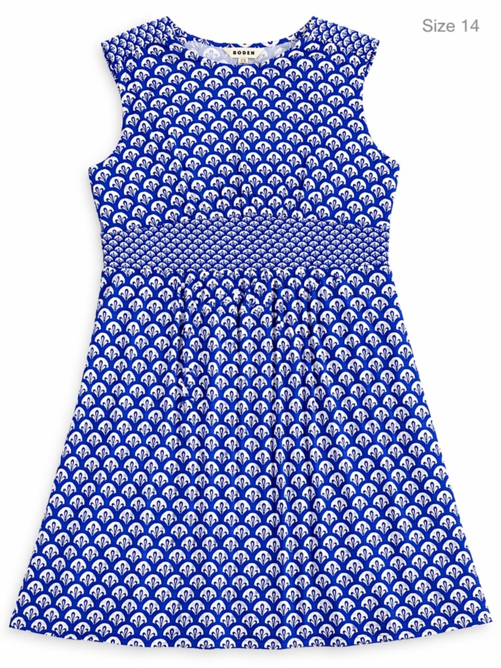 Boden Blue and White Sleeveless Midi Dress